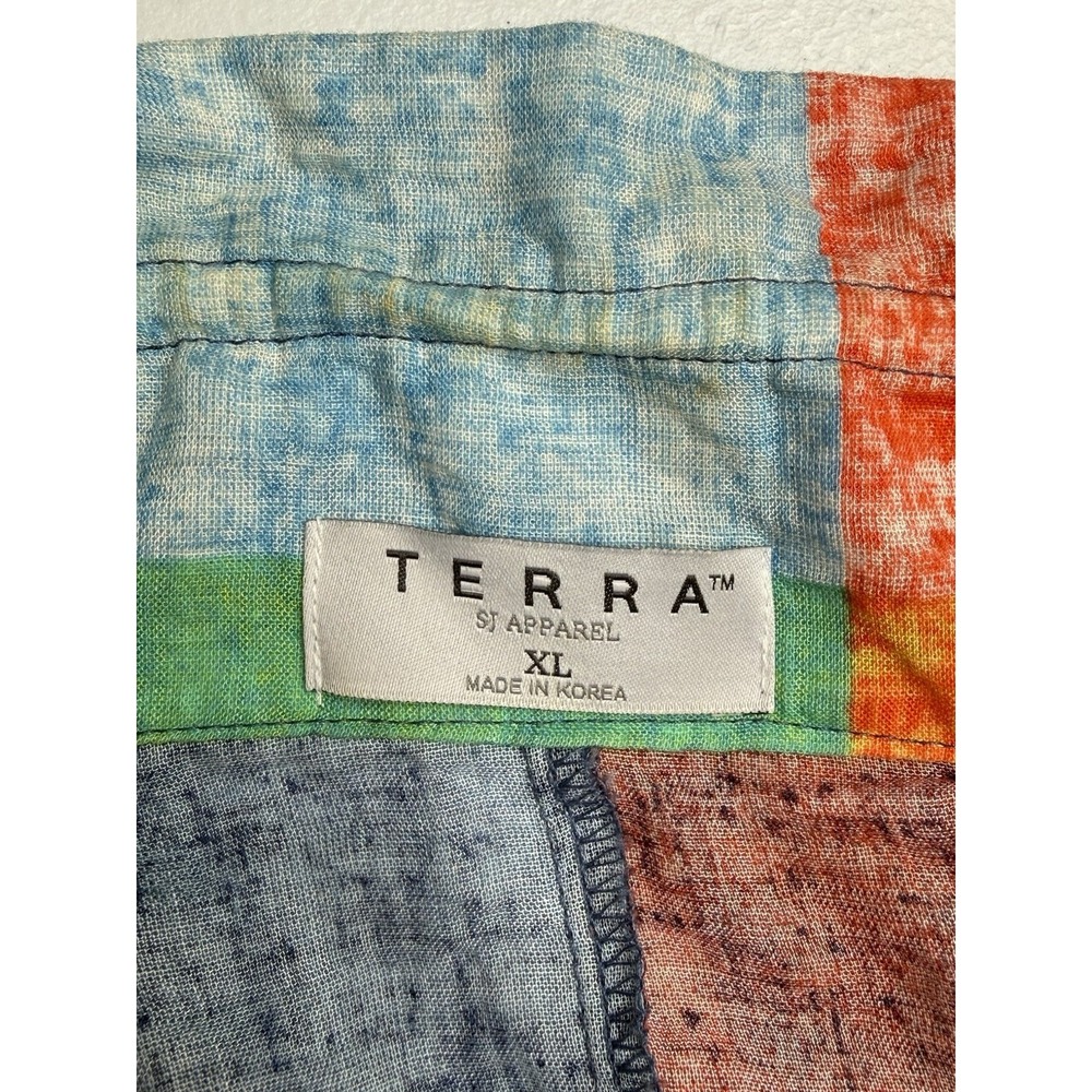 TERRA SJ Apparel XL Multicolor Patchwork Button-up Tunic Blouse Lagenlook -2807 - Picture 4 of 8